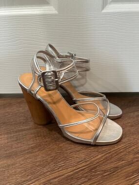 Robert Clergerie Women's Saphir Sandal in Silver Nappa Leather EUR 38